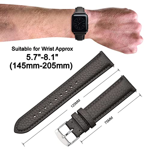 Image of ANNEFIT Watch Band 18mm, Quick Release Textured Padded Leather Straps with Silver Buckle for Men and Women (Dark Grey)