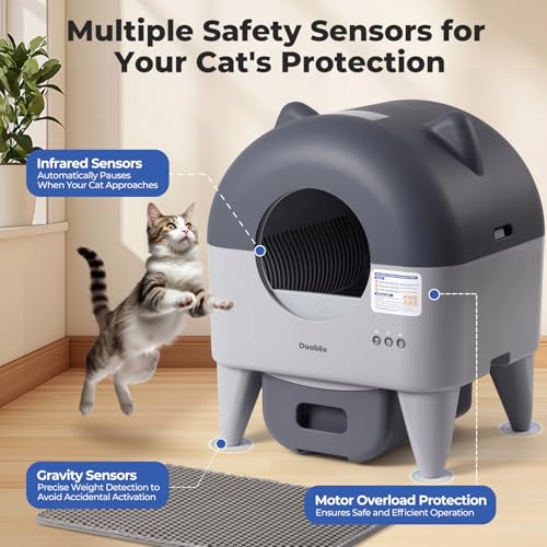 Self Cleaning Litter Box Automatic: Extra Large Self-Cleaning for Multiple Cats - APP-Controlled with Smart Sensors - Odor-Free - Safety Protection - Low Noise with Anti-Track Mat - Image 3