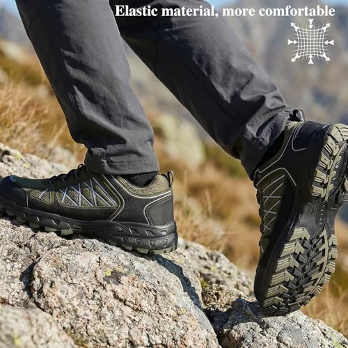 Image of Queday Mens Waterproof Lightweight Hiking Shoes | Breathable, Anti-slip Rubber outsole, Cushioned EVA midsoles, Ideal for daily trail, camping, and climbing