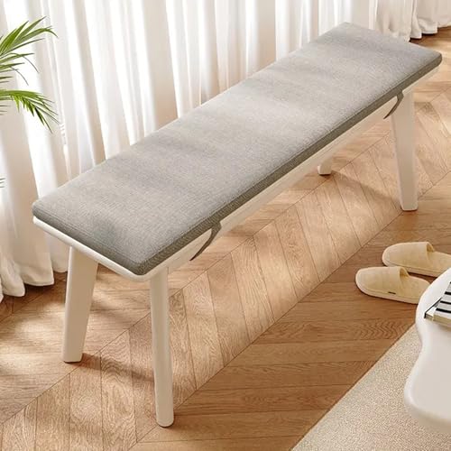 Banco tapizado de Madera, Bancos de Comedor para Mesa, Banco Estrecho de Entrada, Banco de Madera Maciza para Interiores, Banco al Final de la Cama con cojín extraíble, para Sala de Estar, c
