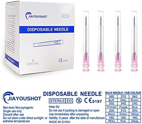 100Pack -18Ga 1.5inch(38mm) Dispensing Needles with Luer Lock,Individual Package of Injection Syringe Accessories ,Suitable for Refilling Liquid, Inks,Livestock and Industry