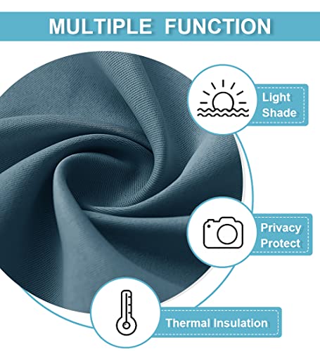 RYB HOME Small Curtains Blackout - Privacy Energy Efficiency Mini Curtains for Kids Bedroom RV Camper Windows Trailer Bathroom Kitchen Cabinet Door Window, W 29 x L 36, Slate Blue, 2 Panels
