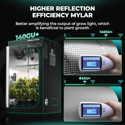 Image of MARS HYDRO 4x4 Grow Tent Durable 1680D Canvas Lightproof Reflective Grow Tents Mylar Hydroponic Indoor Plant Grow Room 48 inchx48 inchx80 inch Growing Tent Fits TSW 2000W / TS 3000W LED Grow Light
