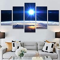 SIGNWIN 5 Panel Canvas Wall Art Modern Art Astronomy & Space Cosmic Decorative Elements Dramatic Multicolor Photography for Home Decorations Ready to Hang - 60