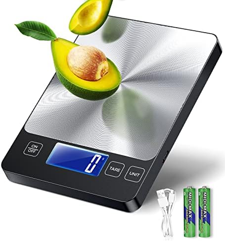 BOSINTY Scale Food 2 IN 1 Dual Power Mode Use for Meal Prep,[Load-bearing 33lb]Scale for Food Ounces and Grams, Unique CD-Grain Digital Kitchen Scale Stainless Steel Wear-Resistant Material Easy Clean