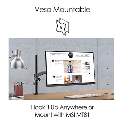 Image of msi Pro MP241X 24 inch Monitor, Full HD 1080p, 75Hz Refresh Rate, Anti-Glare Display, Less Blue Light, VESA Mountable, HDMI and VGA, Black