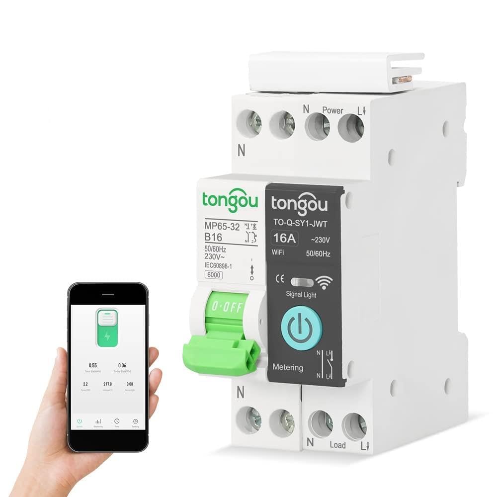 WiFi Intelligent Circuit Breaker Wireless Remotes Control Mobilephone APP Remotes Viewing Intelligent Home Equipment Timing Countdown Loop Timing Modes Compatible with Google Home Vo