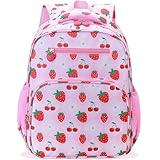 RHCPFOVR Mochila para meninas para escola primária, mochila para meninas de 5 a 8 anos, mochilas leves para crianças, Cor 11, cereja morango