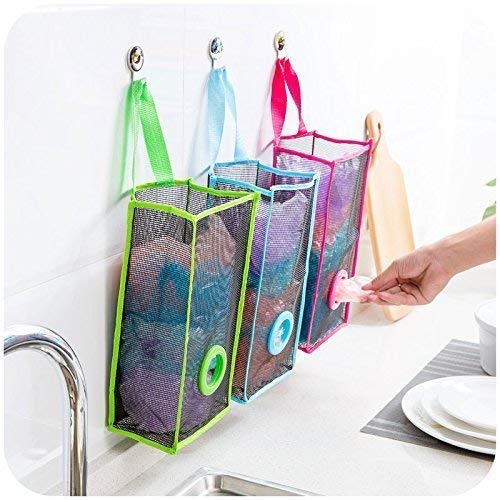 JNP (LABEL) Home Store Recycle Breathable Hanging Mesh Plastic Garbage Bags Storage Holder, Multicolor, Large, 2