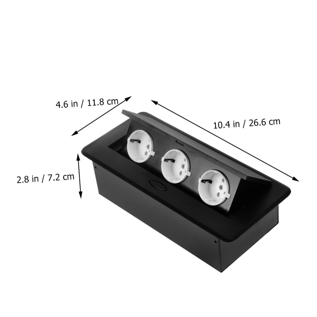 Mikikit Regleta Empotrable de Enchufes Múltiples 3 Tomas Europeas, Mecanismo Clic Integrado, Aleación de Aluminio y Acero, Adecuado para Sala de Conferencias y Aula