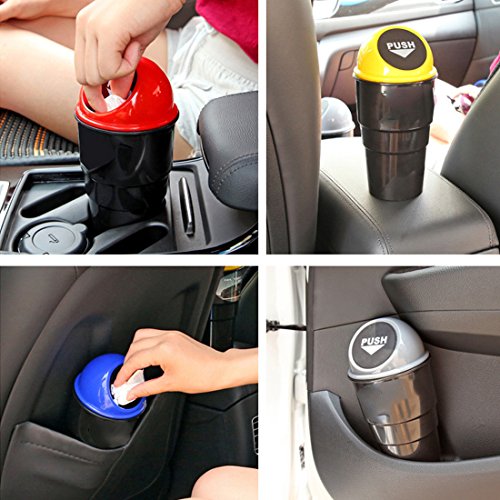 Image of Cup Holder Trash Can, Leakproof Car Trash Can with Lid, Trash Bin for Car Accessories, Mini Garbage Bin Organizer for Automotive Office Home Kitchen, Applicable to Women and Men