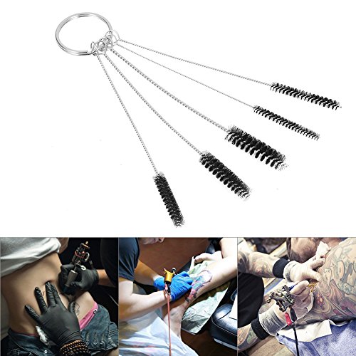 Rotekt 5Pcs/Set Tattoo Machine Tube Airbrush Spray Gun Nozzle Tip Cleaning Brush Repair Tool