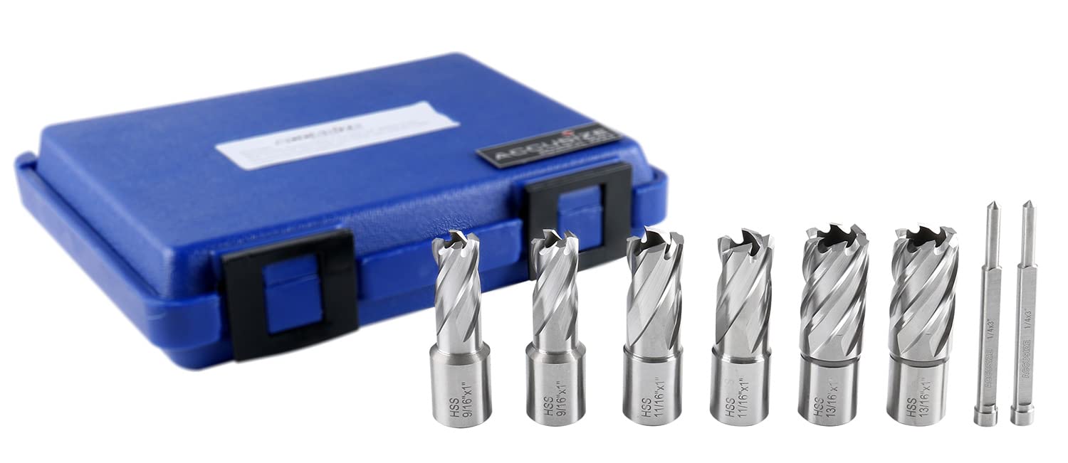 Accusize Industrial Tools - Juego de cortadores anulares métricos y pulgadas