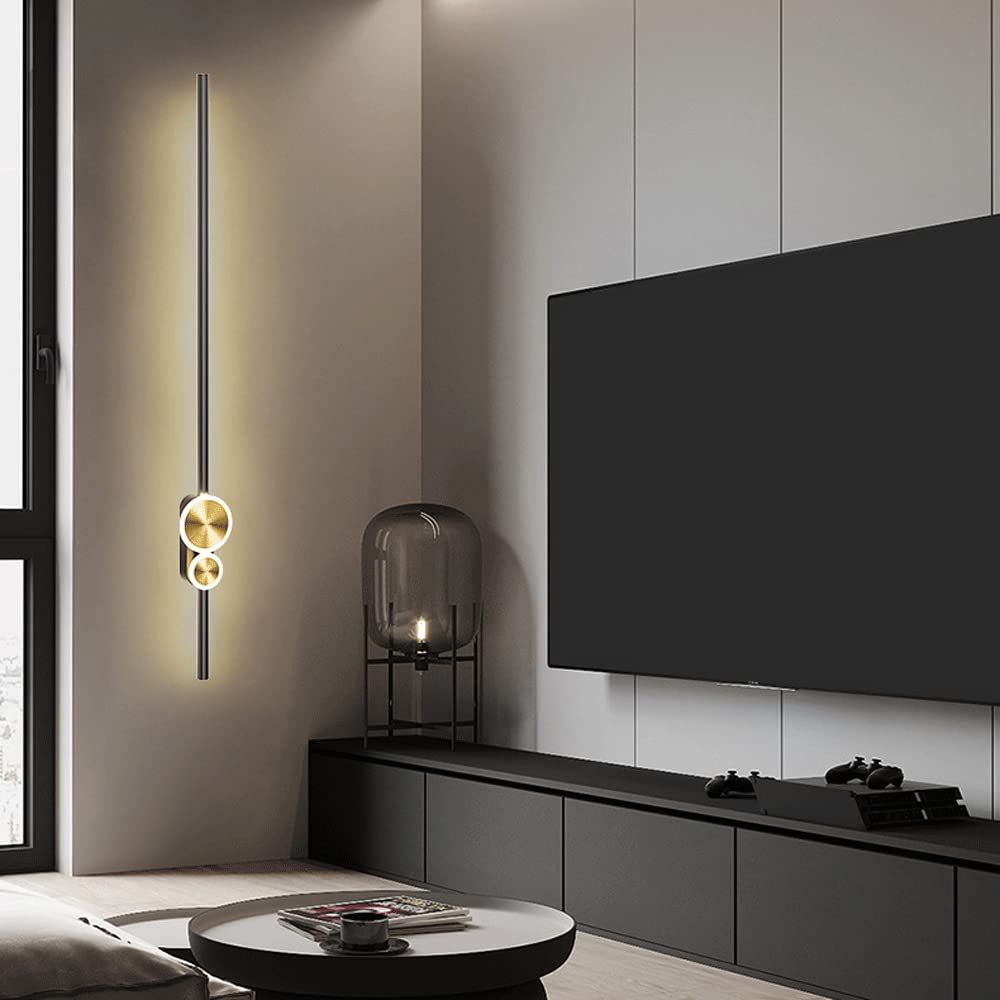 Lámpara de pared LED de tira larga, lámparas de aplique de pared LED de tubo lineal moderno Lámpara de pared de metal para dormitorio, escaleras, pasillo, lámparas decorativas de pared de fondo de sof