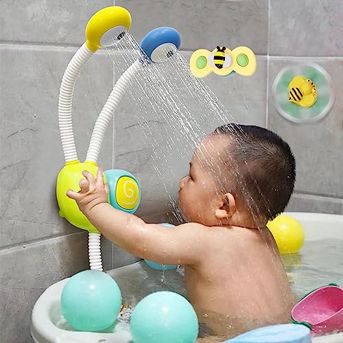 Image of Baby Bath Toy for Kids Ages 1-3 with Shower Head and 3 Suction Cup Spinners,Baby Shower Head for Bath ,Bath Sprayer for Toddlers Infant Girls Boys