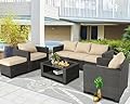 Furnimy 7 Pieces Outdoor Furniture Patio Furniture Sets Conversation Sets Balcony Furniture Outdoor Sectional for Outdoor Indoor Backyard Lawn Garden Porch Poolside (Brown)