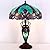 WERFACTORY Tiffany Style Table Lamp Green Stained Glass Liaison Mother-Daughter Vase Lamp 16X16X24 Inches Desk Reading Light Decor Bedroom Living Room Home Office S160G Series