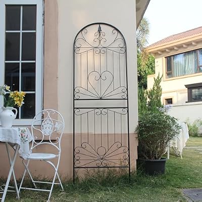 SCENDOR Trellis for Climbing Plants 82.7" H x 26.7" W Tall Garden Trellis Wrought Iron Heavy Scroll Metal Decoration Lawn Patio for Rose Clematis Ivy Weather Resistant 1 Pack