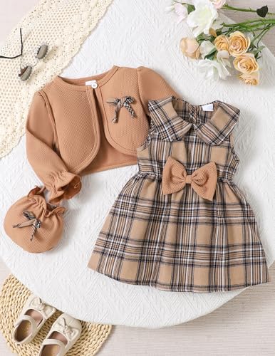 Baby Girl Clothes Toddler Dresses Infant Fall Winter Outfits Little Coat Princess Cardigan Dress Set +Cute Bag - Image 4