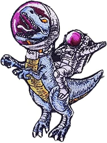 Astronaut Dinosaur Patch Badge Iron Sewing Patches Funny Badge Biker Applique Iron On Sew On High-end Embroidered Patch Decorative Accessories DIY Patch for Jacket Backpack Sewing Stickers