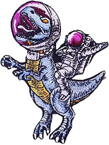 Astronaut Dinosaur Patch Badge Iron Sewing Patches Funny Badge Biker Applique Iron On Sew On High-End Embroidered Patch Decorative Accessories Diy Patch For Jacket Backpack Sewing Stickers #TOP1