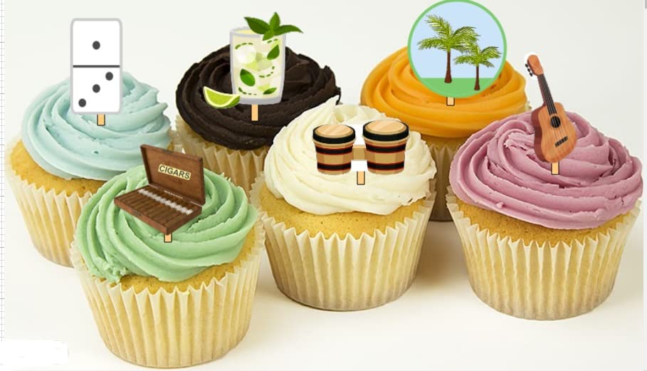Miniatura 3 de 12 Cuba Havana Nights Party Cupcake Toppers Picks