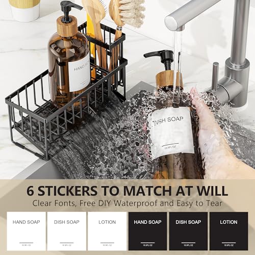 Cisily Kitchen Dish Soap Dispenser Set with 2 Pack 16.9oz Amber Glass Bottle and Sponge Holder, Dish Soap Dispensers with Adjustable Sponge Holder, Vintage Hand and Dish Soap Dispensers Set - Image 7