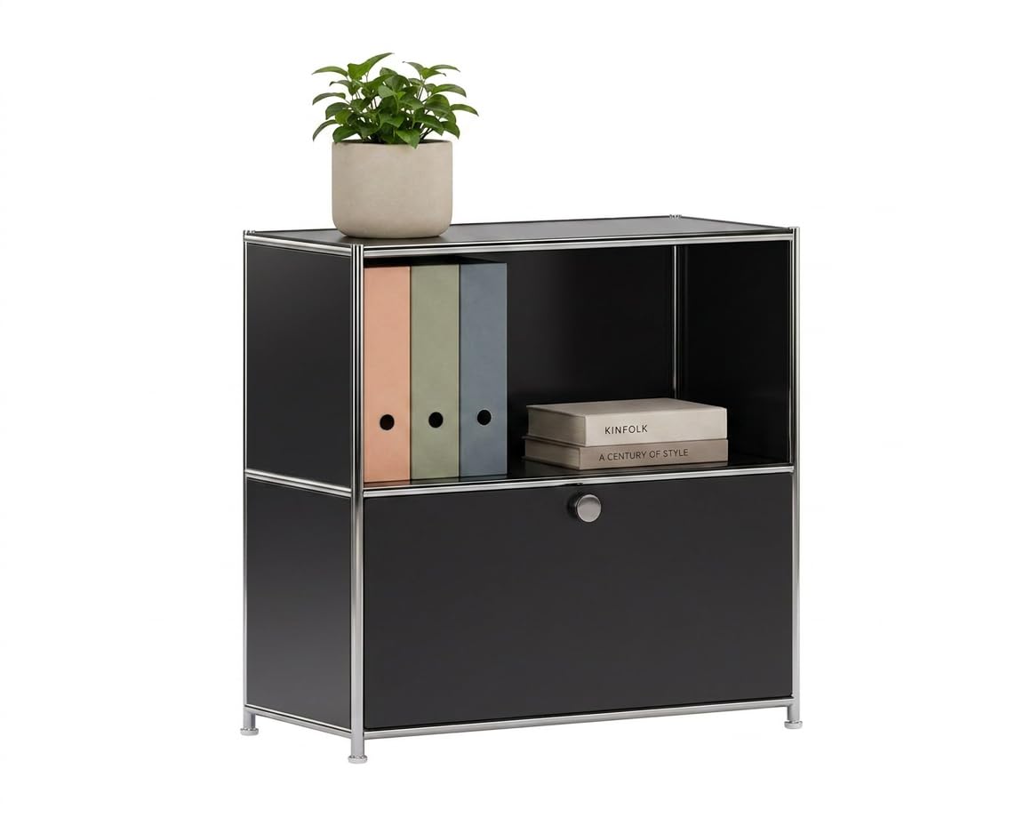 Cubox Metall-Kommode – Modulares Designer Sideboard Stahl, Schwarz