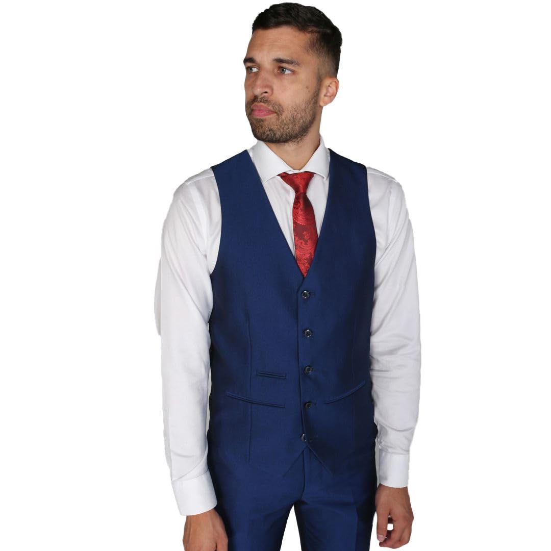 Paul Andrew Men's Navy-Waistcoat Kingsley - Plain Blue Waistcoat - Navy 48