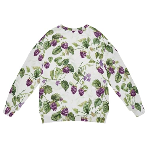 JUNZAN Fresh Dewberry Fruit White Little Girls Sweatshirt Hoodie Long Sleeve Hoodies for Girls Sports 4T2