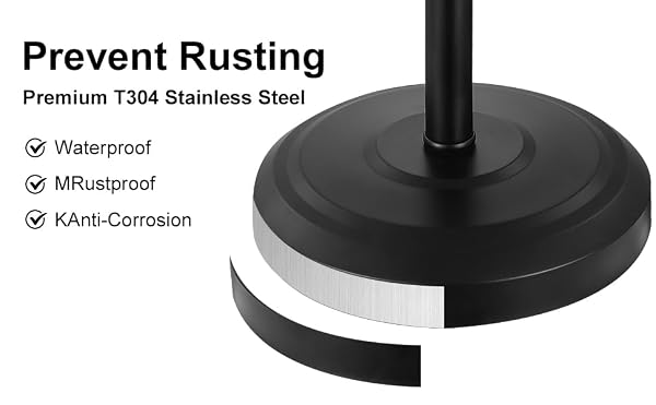 Black Toilet Paper Holder Free Standing, 25" H 304 Stainless Steel Toilet Paper Stand for Bathroom，Weighted Base Floor Tissue Roll Holder,Toilet Roll Stand by Hioflyme - Used condition - Image 2