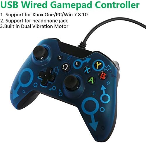USB Wired Controller For Xbox One PC Games Controller For Wins 7 8 10 Microsoft Xbox One Joysticks Gamepad With Dual Vibration (Color : Blue)