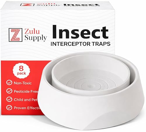 Bed Bug Interceptor Traps, 8 Pack, White, Eco-Friendly, No Pesticides or Powders Needed, Durable Material, Easy to Use, Bedbug Interceptors, Killer, Catcher, Detector and Monitoring Device