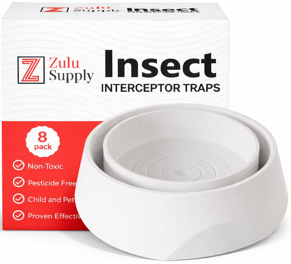 Bed Bug Interceptors, 8 Pack, Zulu Supply, Traps, Bedbug Monitor, Insect Detector for Bed Legs or Furniture (White 8-Pack)