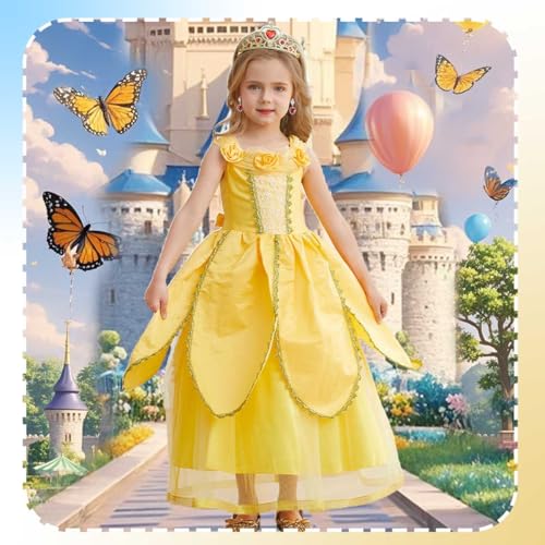 Disfraz completo de princesa amarillo para niñas miniatura 2