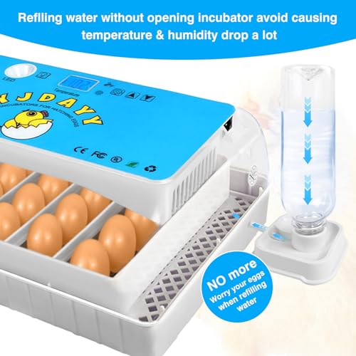 Incubators for Hatching Eggs 15-35 Eggs Incubator with Automatic Egg Turning and ℉Temperature Display LED Egg Candler Poultry Incubator for Hatching Chicken Duck and Quail Egg Incubator (Blue)
