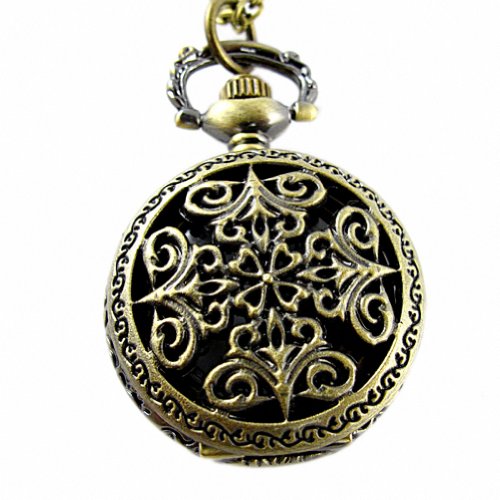 YouYouPifa Bronze Exquisite Peach Petals Carved Hollow Small Pocket Watch