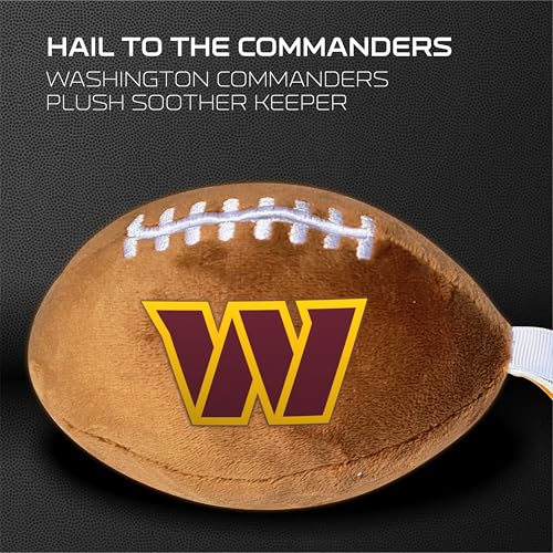 Image of Washington Commanders Plush Football Pacifier Holder by Smilo - Officially Licensed NFL Soother Holder - Soft Plush Toy and Dummy Holder - Fits Any Pacifier - Stroller Accessory & Newborn Essential