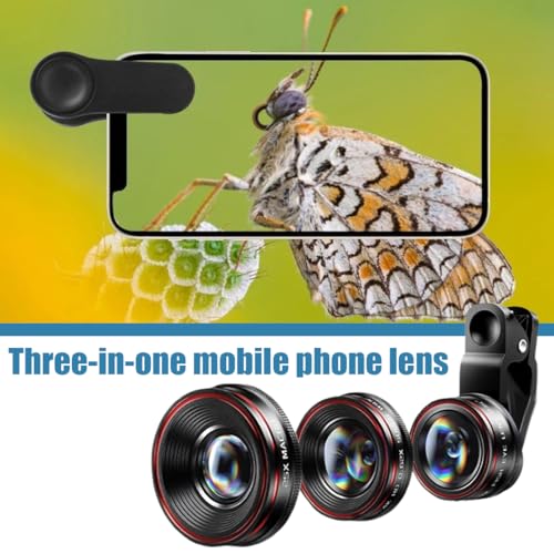 Lente de cámara de teléfono 3 en 1, Objetivo para movil, 120° Gran Angular Lente, 25X Objetivo Macro, 235° Ojo de pez, Mobile Phone Camera Lenses, para la mayoría de Smartphones - imagen 4