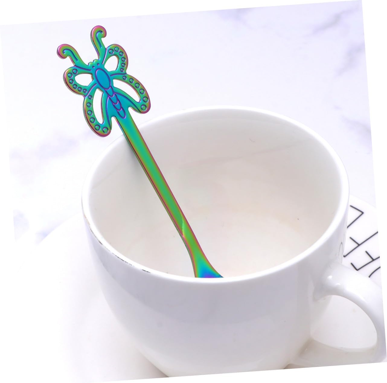 Stainless Steel Fruit Spoon with Smooth Polished Handle Non-slip Grip Creative Pattern Kitchen Tableware for Home Bar Dining