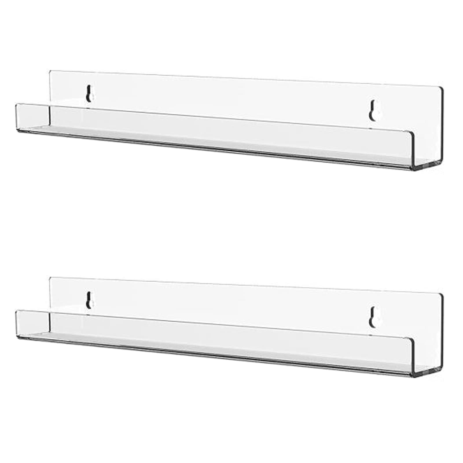 Cq acrylic 15" Clear Floating Bookshelf for Kids Room - Invisible Hanging Wall Mounted U Shaped Shelf, Modern Display for Books,Picture Ledge Display,Vinyl Records Wall Shelf,Toy Storage,Pack of 2