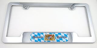 Bavaria German Chrome Plated ABS License Plate Frame Dome Emblem BayernFree caps