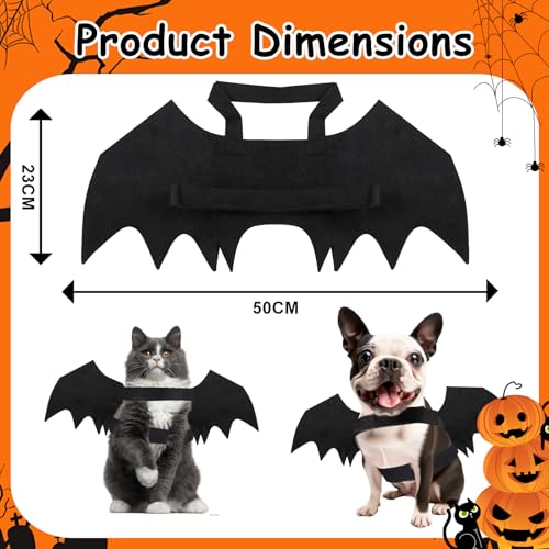 Binlava Halloween Kostüm Hund Fledermaus Flügel, Hundekostüm mit Kürbisglocke, Einstellbar Haustier Fledermaus Kostüm, Niedlich Haustier-Cosplay-Dekorationen für Kleiner Hunde Halloween-Party(M)