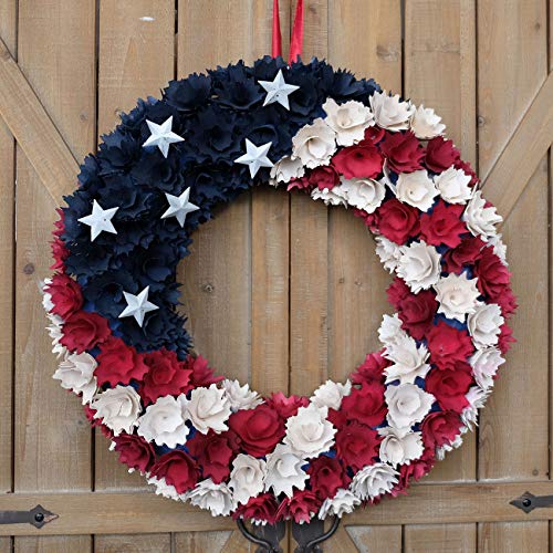 Idyllic July 4Th Wreath Boxwood Handcrafted Memorial Day Wreath Festival Garland Decoration Front Door Wall Home Decor thumb #3