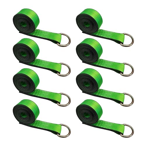 Image of Mega Cargo Control 2 inch x 10' D-Ring Lasso Strap & Recovery Auto Tie Down for Wheel Lift, Trailer, Tow Truck (8 - Pack)