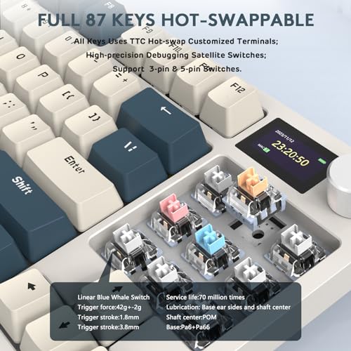 Clavier mécanique ATTACK SHARK K86 sans fil 75% RVB QWERTY avec écran TFT - 5