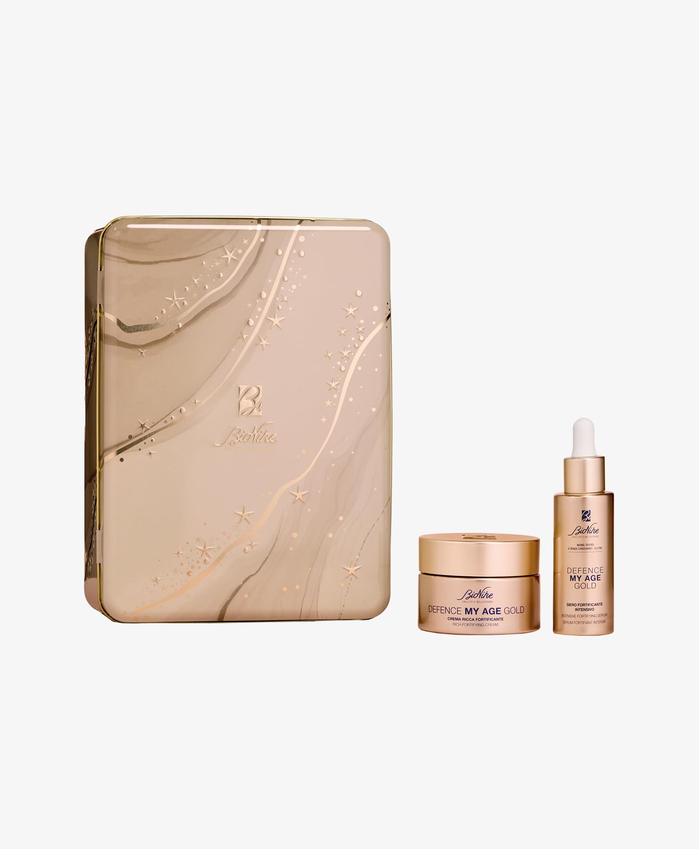 BioNike Defence My Age Gold Weihnachts-Set 2025 - Anti Aging Hautpflege für Reife Haut mit Serum 30ml und Creme 50ml
