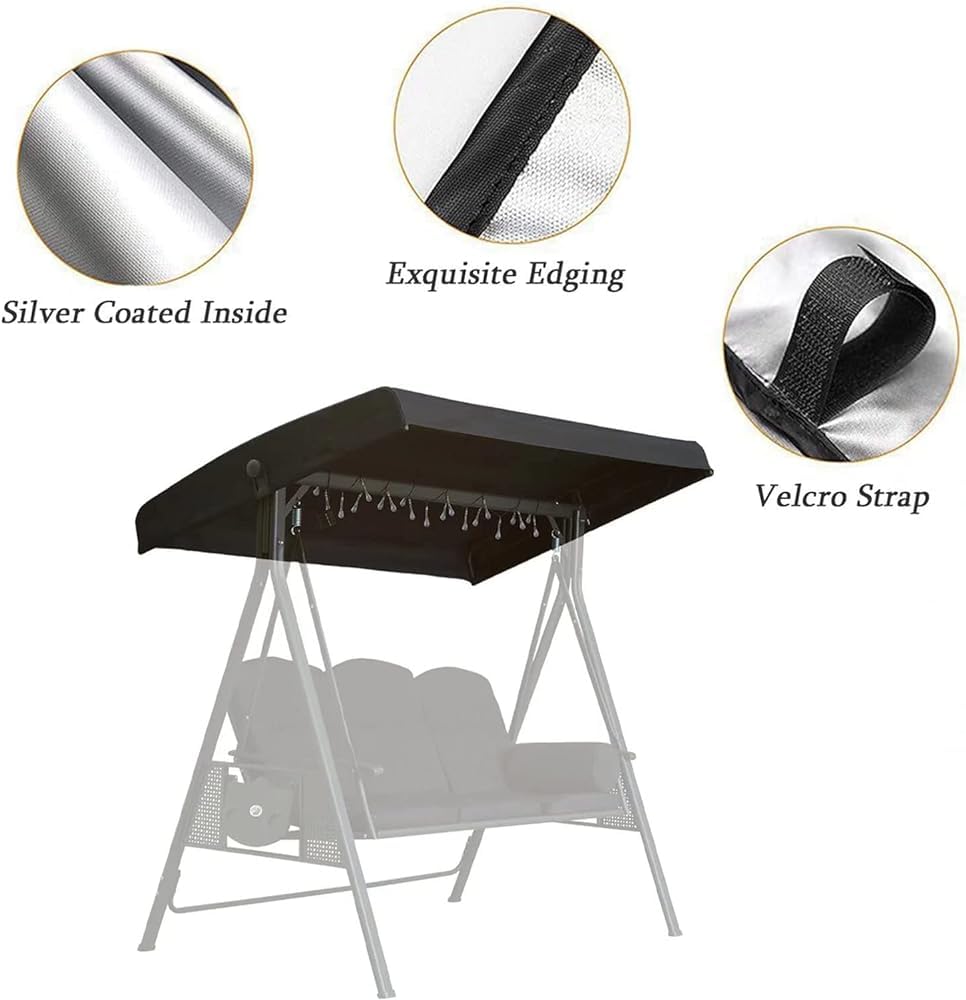 Toit de Rechange pour Balancelle de Jardin, Imperméable en 210D Oxford,Toile de Rechange Pare-Soleil à Bascule Jardin Anti-UV pour Balancelle 2 3 Places Universelle(Color:Gris)