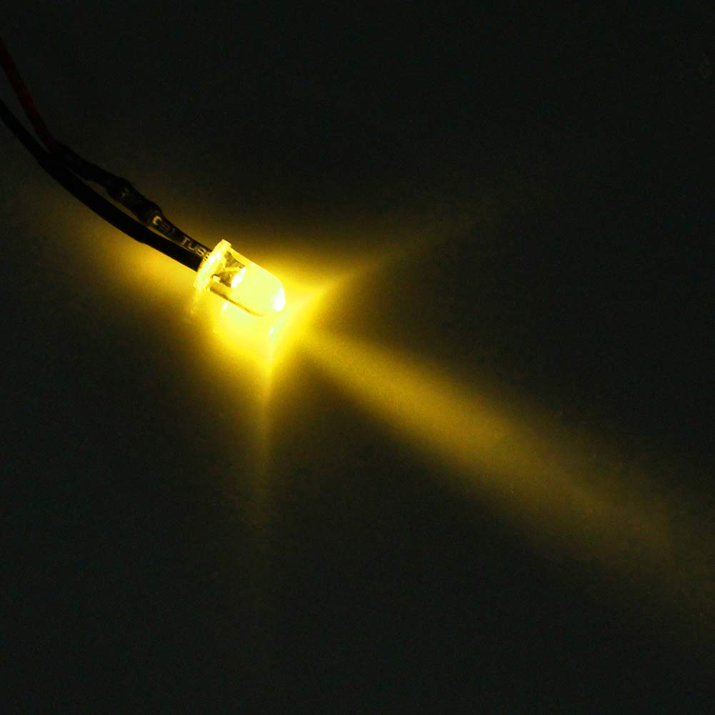 20Pcs 5mm LED Pre Cablati Diodi ad Emissione Luminosa DC12V + 20Pcs 5mm Supporto in Plastica del Diodo (Bianco Caldo)