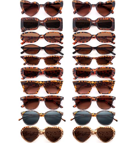 Dwenarry Party Sonnenbrille Damen Leopard Sonnenbrillen Set Vintage Brille Retro Party Brillen Für Damen Herren 20 Stücke